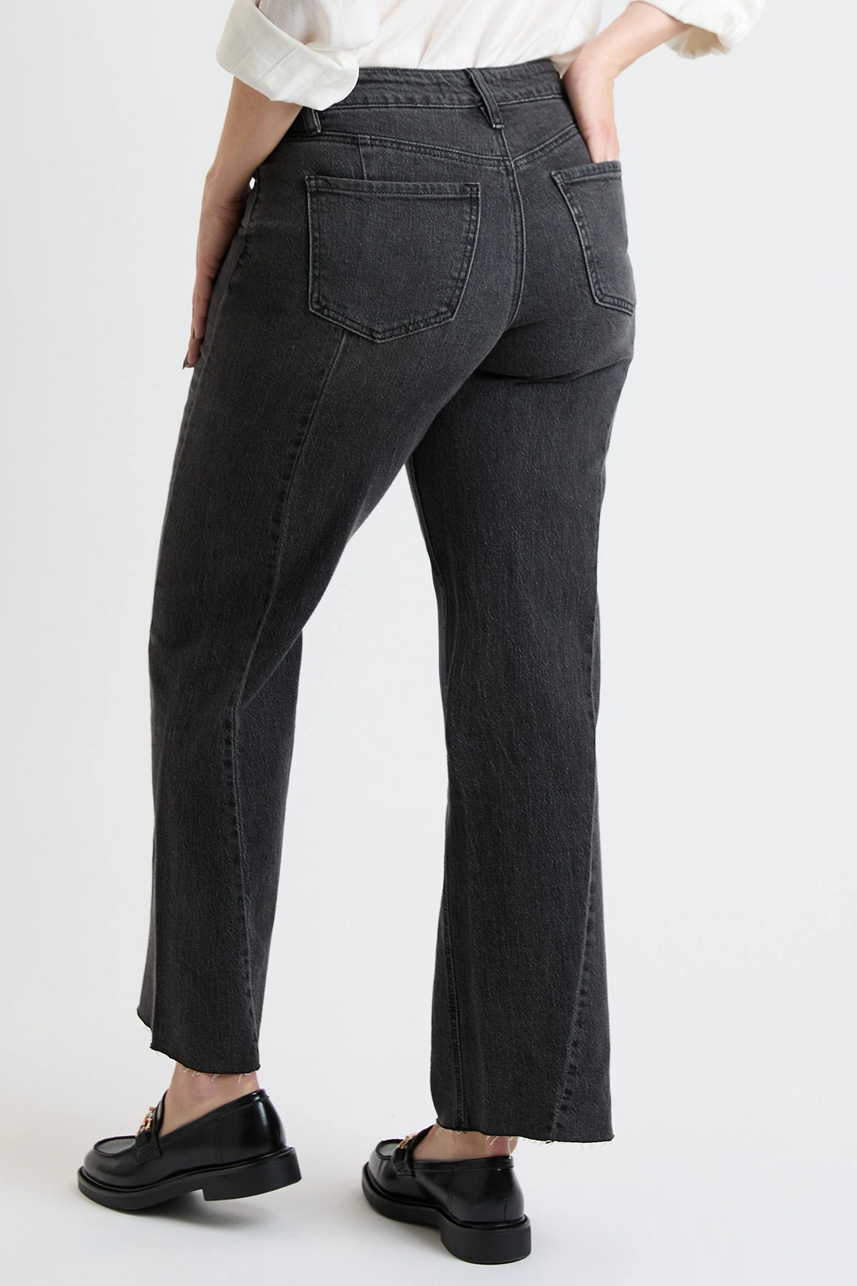 Women's High Rise Wide Leg Jeans With Angled Seam 14 Women's High Rise Wide Leg Jeans With Angled Seam - Image 12