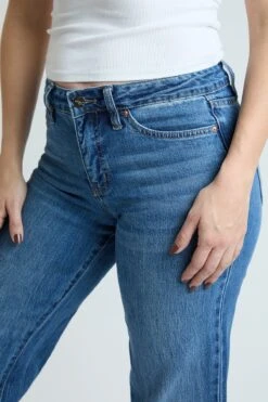 Women's High Rise Wide Leg Jeans With Raw Hem -Wana Fashion Shop WP031899 08M 6