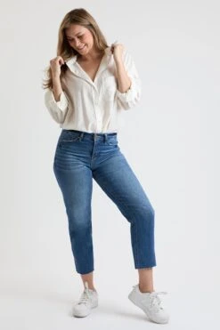 Women's High Rise Straight Leg Jeans With Tummy Control -Wana Fashion Shop WP038299 108M 7