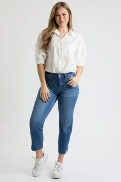 Women's High Rise Straight Leg Jeans With Tummy Control -Wana Fashion Shop WP038299 108M 8
