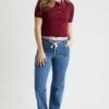 Women's Mid Rise Tie Front Wide Leg Jeans 2 Women's Mid Rise Tie Front Wide Leg Jeans -Wana Fashion Shop WP046950 36M 4