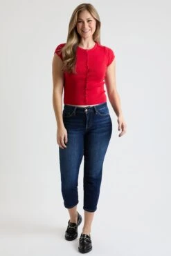 Women's High Rise Premium Stretch Cropped Slim Straight Leg