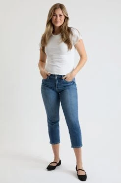 Women's High Rise Premium Stretch Cropped Slim Straight Leg -Wana Fashion Shop WP054560 35T 7