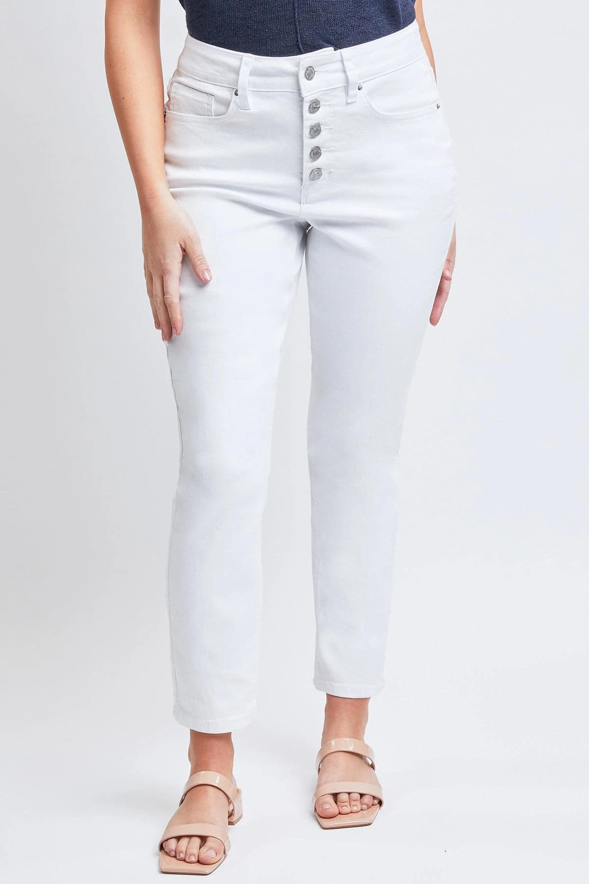 Women's Vintage High Rise Button Fly Skinny Ankle Jeans 4 Women's Vintage High Rise Button Fly Skinny Ankle Jeans - Image 2