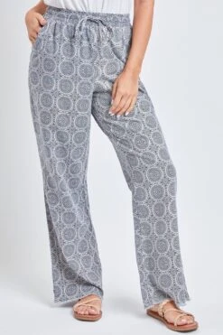 Women's High Rise Linen Blend Wide Leg Pant -Wana Fashion Shop WP1081LN BA002 3