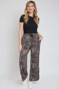 Women's Drawstring Wide Leg Pant With Side Slit -Wana Fashion Shop WP1087FR AN006 1