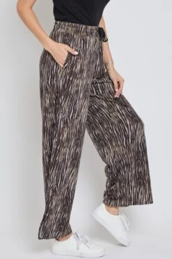 Women's Drawstring Wide Leg Pant With Side Slit -Wana Fashion Shop WP1087FR AN006 4