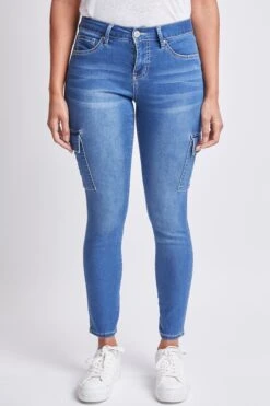 Women's Hyperdenim Mid Rise Skinny Cargo Jeans -Wana Fashion Shop WP115887 M08 3