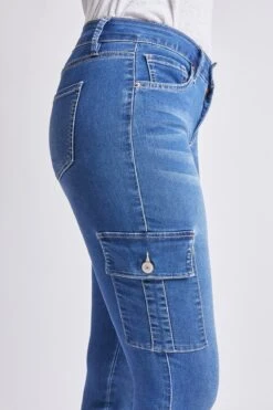 Women's Hyperdenim Mid Rise Skinny Cargo Jeans -Wana Fashion Shop WP115887 M08 5