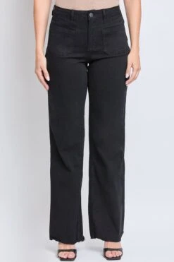 Women's High Rise Snip To Fit Wide Leg Pant 36 Women's High Rise Snip To Fit Wide Leg Pant -Wana Fashion Shop WP121471 BLACK 1