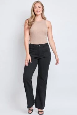 Women's High Rise Snip To Fit Wide Leg Pant 32 Women's High Rise Snip To Fit Wide Leg Pant -Wana Fashion Shop WP121471 BLACK 6