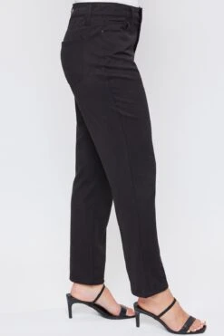 Women's Sueded Twill Comfort Stretch Straight Leg Pant 35 Women's Sueded Twill Comfort Stretch Straight Leg Pant -Wana Fashion Shop WP128488 BLACK 3