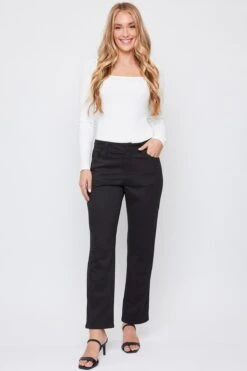 Women's Sueded Twill Comfort Stretch Straight Leg Pant 33 Women's Sueded Twill Comfort Stretch Straight Leg Pant -Wana Fashion Shop WP128488 BLACK 5