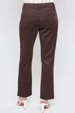 Women's Sueded Twill Comfort Stretch Straight Leg Pant 32 Women's Sueded Twill Comfort Stretch Straight Leg Pant -Wana Fashion Shop WP128488 CHOCO 4