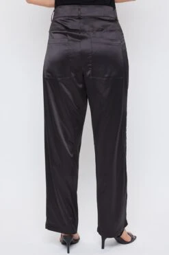 Women's Satin Comfort Stretch Office Pants -Wana Fashion Shop WP137230 BLACK 3