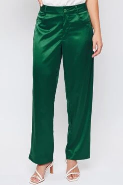 Women's Satin Comfort Stretch Office Pants -Wana Fashion Shop WP137230 EMER 2
