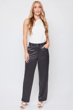 Women's Satin Comfort Stretch Office Pants -Wana Fashion Shop WP137230 GUNME 1
