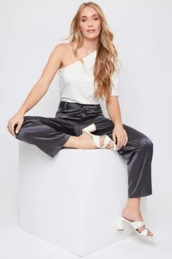 Women's Satin Comfort Stretch Office Pants -Wana Fashion Shop WP137230 GUNME 5