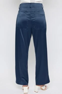 Women's Satin Comfort Stretch Office Pants -Wana Fashion Shop WP137230 NAVY 3