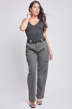 Women’s High Rise Belted Cargo Pants 19 Women’s High Rise Belted Cargo Pants -Wana Fashion Shop WP162221 OLIVE 3