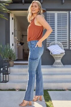 Women's High Rise Bootcut Cargo Jean -Wana Fashion Shop WP187850 M08 TAYLOR LS3 copia