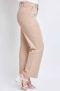 Women's High Rise Wide Leg Comfort Stretch Jean -Wana Fashion Shop WP195089N STONE 3