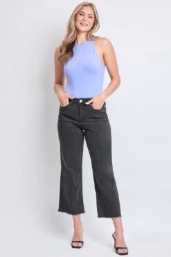 Women's High Rise Wide Leg Crop Raw Hem Jean 15 Women's High Rise Wide Leg Crop Raw Hem Jean -Wana Fashion Shop WP208450 36W 4