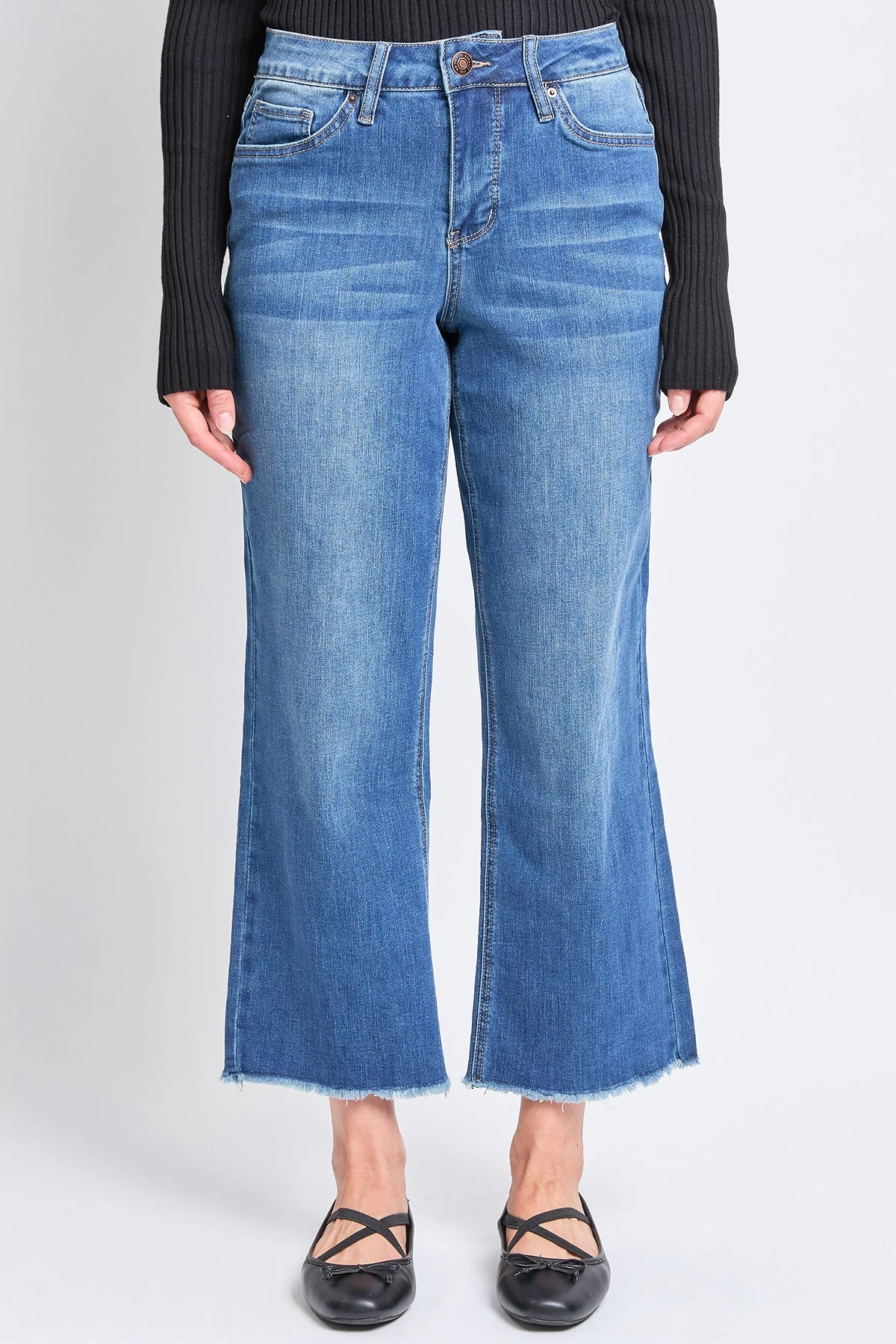 Women's High Rise Wide Leg Crop Raw Hem Jean 9 Women's High Rise Wide Leg Crop Raw Hem Jean - Image 7