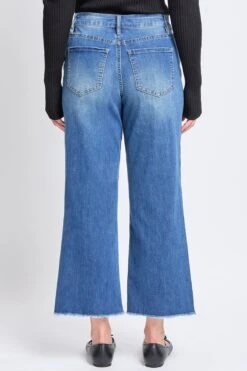 Women's High Rise Wide Leg Crop Raw Hem Jean 19 Women's High Rise Wide Leg Crop Raw Hem Jean -Wana Fashion Shop WP208450 T08 4