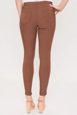 Women's Hyperstretch Mid Rise Skinny Pants, Plum -Wana Fashion Shop WP527931 PLUM 4