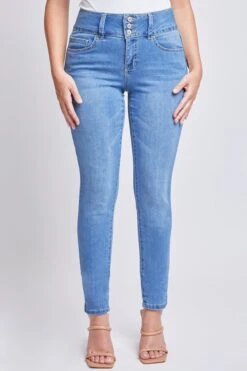 Women's Essential 3 Button High Rise Skinny Jean With Functional Front Pockets -Wana Fashion Shop WP60740 M02 2