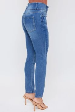 Women's Essential 3 Button High Rise Skinny Jean With Functional Front Pockets -Wana Fashion Shop WP60740 M1862 3
