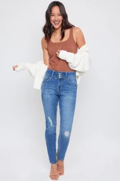 Women's Essential 3 Button High Rise Skinny Jean With Functional Front Pockets -Wana Fashion Shop WP60740 M1862 5