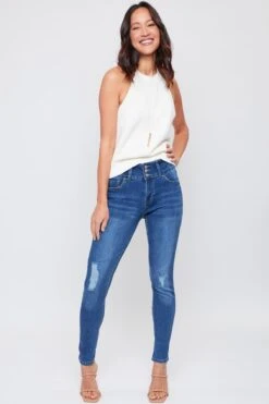 Women's Essential 3 Button High Rise Skinny Jean With Functional Front Pockets -Wana Fashion Shop WP60740 N1862 1