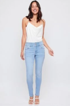 Women's 3 Button Signature Slim Stretch High Rise Skinny Jeans -Wana Fashion Shop WP60741 L08 1