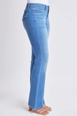 Women's Sustainable High Rise Flap Pocket Bootcut Jeans -Wana Fashion Shop WP60853 M08 3