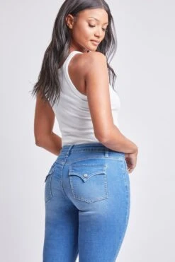 Women's Sustainable High Rise Flap Pocket Bootcut Jeans -Wana Fashion Shop WP60853 M08 5