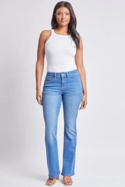 Women's Sustainable High Rise Flap Pocket Bootcut Jeans -Wana Fashion Shop WP60853 M08 7