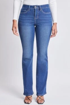 Women's Sustainable High Rise Flap Pocket Bootcut Jeans -Wana Fashion Shop WP60853 N08 2