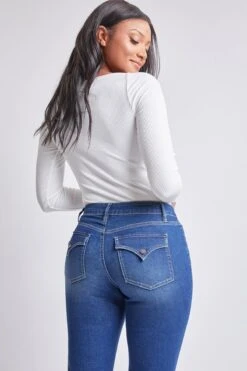 Women's Sustainable High Rise Flap Pocket Bootcut Jeans -Wana Fashion Shop WP60853 N08 5