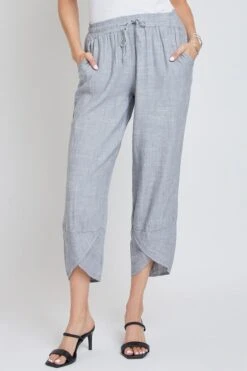 Women's Linen Elastic Waist With Tulip Hem Pant -Wana Fashion Shop WP694LN GYCDY 2 cee4a2d3 8659 4b88 afea 0b393af1c9b2