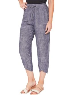 Women's Linen Elastic Waist With Tulip Hem Pant -Wana Fashion Shop WP694LN NACDY