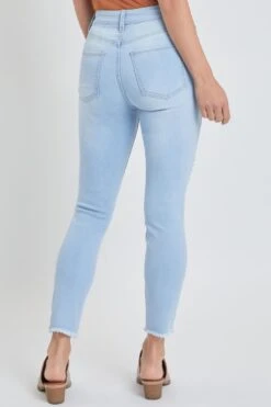 Women's High Rise Skinny Ankle Jean With Double Frayed Hem Sustainable -Wana Fashion Shop WP86051N L2561 3