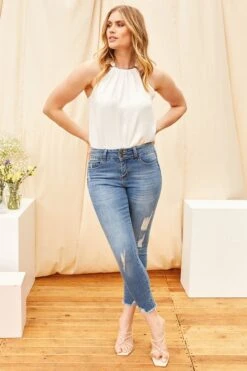 Women's WannaBettaButt 2-Button Fray Hem Ankle Jean -Wana Fashion Shop WP87419 N2569 LS2 ec2efebf be5c 4276 a32b ec6b167f630d