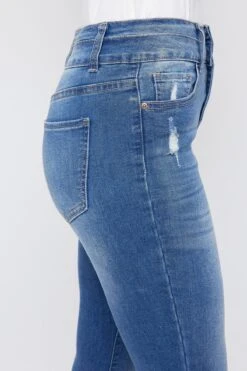 Women's WannaBettaButt 2-Button Fray Hem Ankle Jean -Wana Fashion Shop WP87419 N2569 3