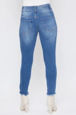 Women's WannaBettaButt 2-Button Fray Hem Ankle Jean -Wana Fashion Shop WP87419 N2569 5