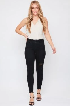 Women's WannaBettaButt 2-Button Fray Hem Ankle Jean -Wana Fashion Shop WP87419 W2568 1