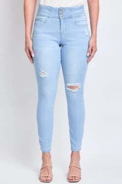 Women's High Rise 3 Button Stacked Waistband Skinny Sustainable Jean -Wana Fashion Shop WP87551N L2562 1