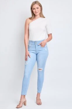 Women's High Rise 3 Button Stacked Waistband Skinny Sustainable Jean -Wana Fashion Shop WP87551N L2562 5