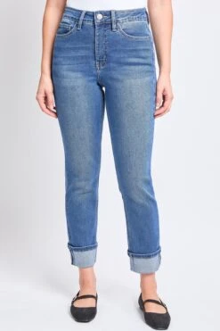 Women's High Rise Vintage Wash Straight Cuff Jean -Wana Fashion Shop WP88370N M08 2 03260644 086e 4bfe 9978 85106accffca